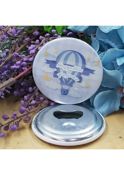 15 Adet Uçan Balon Konsetp Baskılı Erkek Bebek Metal Magnet Açacak 58 mm