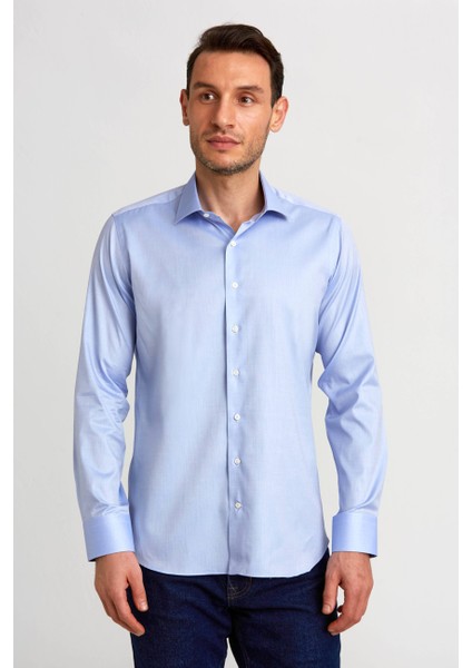 Platinium Regular Fit Mavi Erkek Gömlek PLTG004_D35