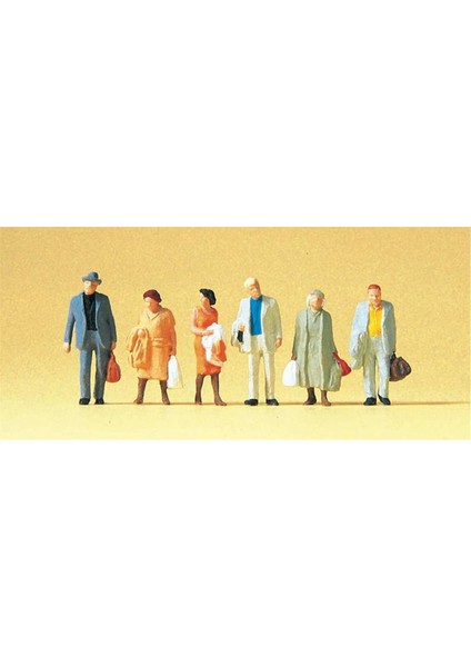 14027 1/87 Ölçek, Eşyalı Yolcu, Boyanmış Plastik Figürleri, 6 Adet