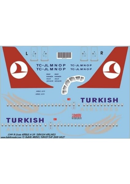 DAT01027 1/144 Thy, Airbus A319, Dekal Çıkartma
