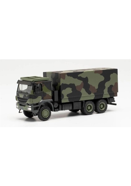 746786 1/87 Ölçek, Iveco Trakker Kapalı Kasalı Kamyon, Kamuflaj, Sergilemeye Hazır Model Araç