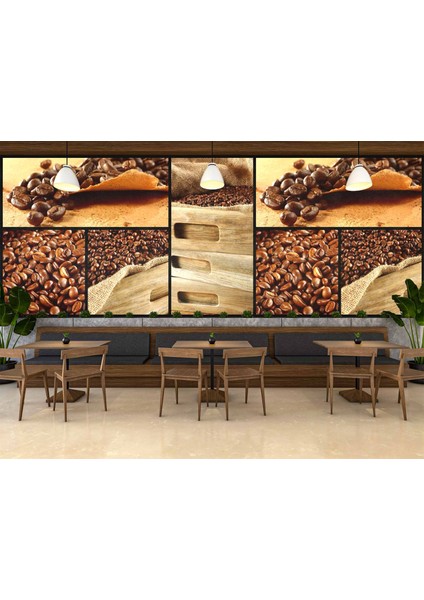 Kahve Çekirdekli Cafe Duvar Kağıdı Baskı
