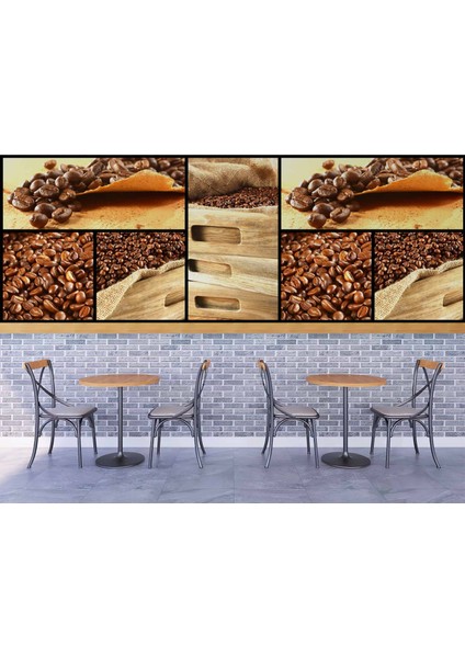 Kahve Çekirdekli Cafe Duvar Kağıdı Baskı