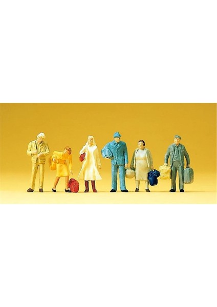 14133 1/87 Ölçek, Bagajlı Yolcu, Boyanmış Plastik Figürleri, 6 Adet