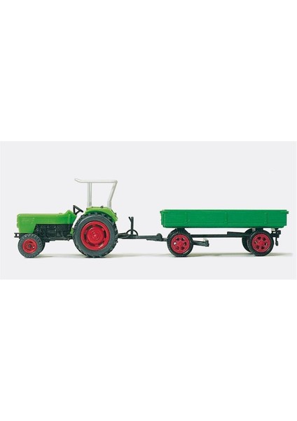 17914 1/87 Ölçek, Deutz D6206 Römorklu Traktör, Boyanmış Plastik Modeli