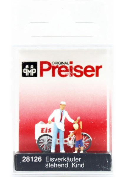 28126 1/87 Ölçek, Arabalı Dondurmacı ve Çocuk, Boyanmış Plastik Figürleri fiyatları