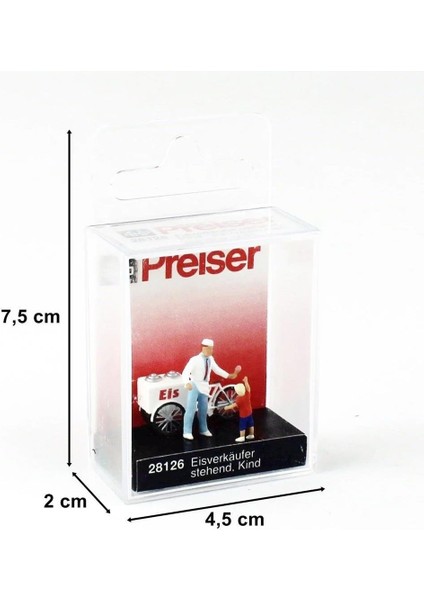 28126 1/87 Ölçek, Arabalı Dondurmacı ve Çocuk, Boyanmış Plastik Figürleri modelleri