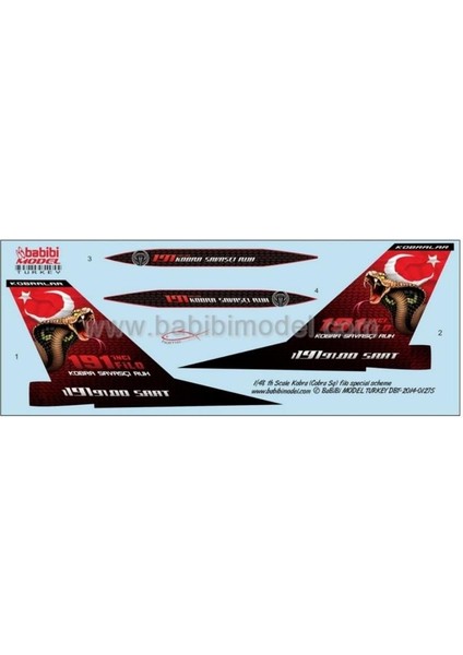 DBT01275 1/48 F-16 D, Kobra Filo Özel Şema, Dekal Çıkartma