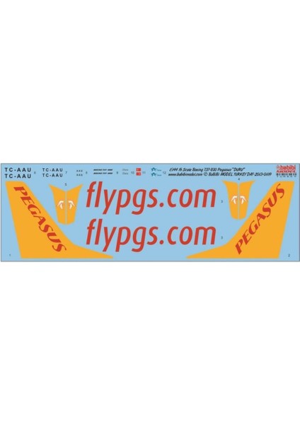 DAT01119 1/144 Pegasus, Boeing 737-800, Duru, Dekal Çıkartma