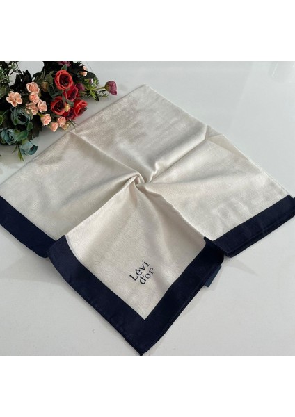 Premium Monogram Eşarp Beyaz-Lacivert GX0203