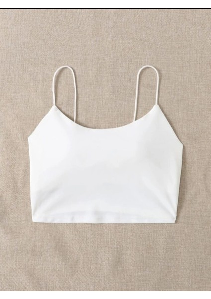 Beyaz Darkalıp Lastik Askılı Esnek Penye Kumaş Önü Çift Kat Crop Bustiyer fiyatları