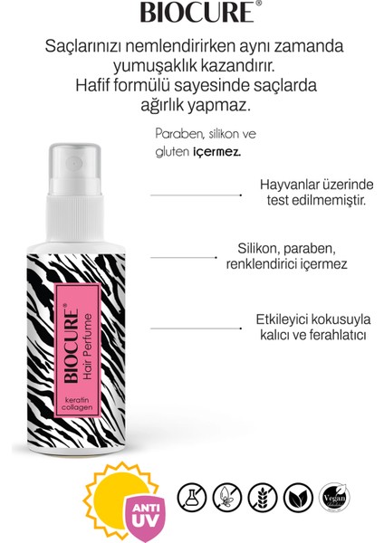 Uv Koruyuculu Keratin Collagen Saç Parfümü - 100 ml