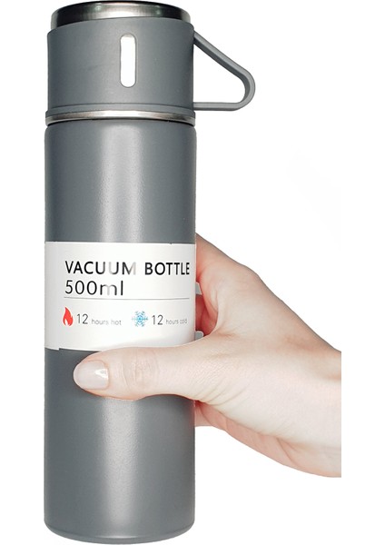 Teknoloji Sus 304 Paslanmaz Çelik Bardaklı 500 ml Vakumlu Termos