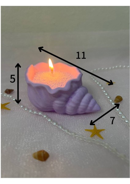 Love Candle Dekor Mor Inci Tozu Mum Deniz Kabuğu ve Deniz Yıldızı Seti, Lila Mum Seti