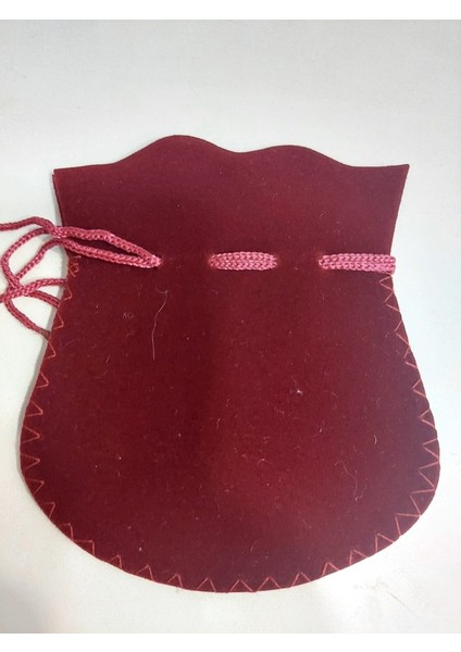 Bordo Kadife Kese Boy 12X10CM Hıdırellez Takı Altın Için Ipli 1 Adet