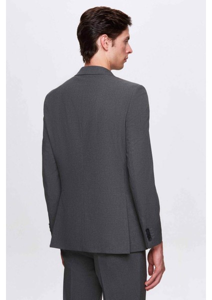Slim Fit Gri Düz Mono Yaka Çift Yırtmaçlı Astarlı Takim Elbise 4HF05ORT01577 modelleri