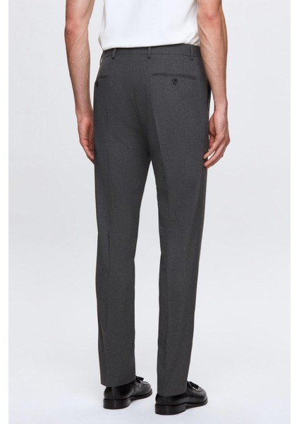 Slim Fit Gri Düz Mono Yaka Çift Yırtmaçlı Astarlı Takim Elbise 4HF05ORT01577