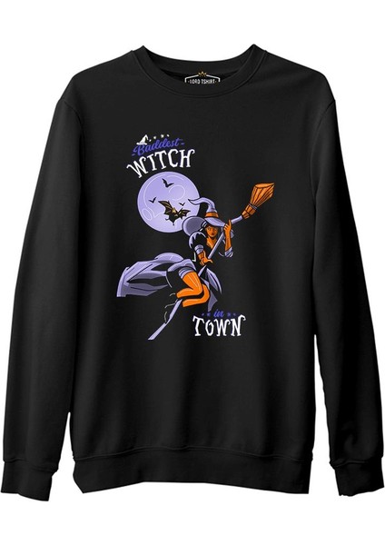 Cadılar Bayramı - Cadılar Kasabası Siyah Erkek Kalın Sweatshirt