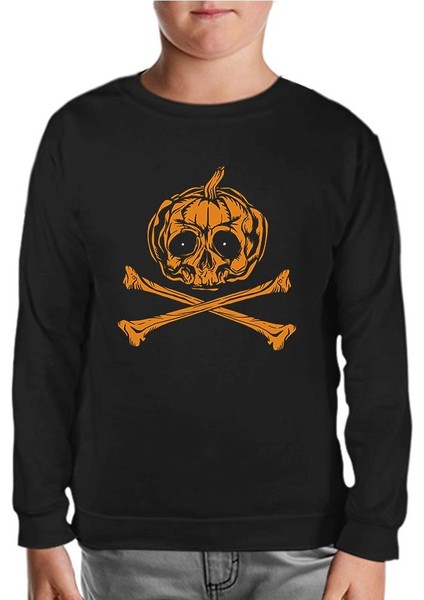 Kuru Kafa Bal Kabağı Siyah Çocuk Sweatshirt
