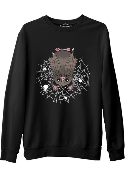 Örümcekler ve Yarasa Siyah Erkek Kalın Sweatshirt