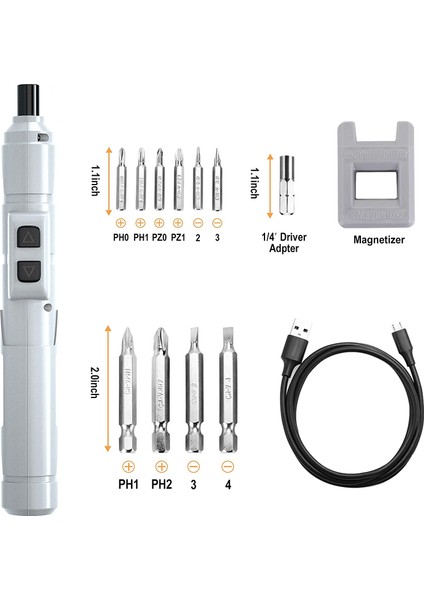 Hongliang Shop C 14 Adet Stil Şarj Edilebilir 3,6V Küçük Kablosuz Tornavida, USB Hızlı Şarj Tornavida Kiti, Ev Için Uygun (Yurt Dışından)