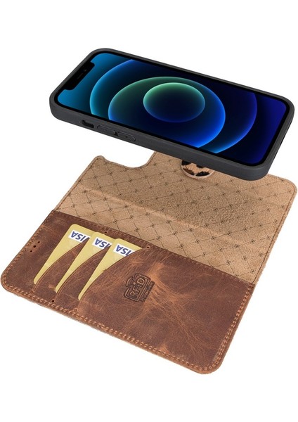 Apple iPhone 13 Uyumlu Deri Cüzdanlı Kılıf Leo-1 Leopar modelleri