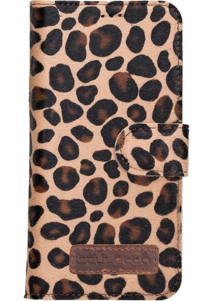 Apple iPhone 13 Uyumlu Deri Cüzdanlı Kılıf Leo-1 Leopar fırsatları