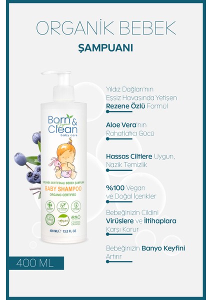 Born & Clean Organik Bebek Şampuanı - 400ML