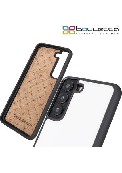 Samsung Galaxy S22 Plus Uyumlu Deri Arka Kapak F3 Beyaz