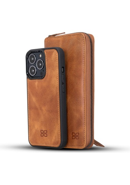 Apple iPhone 13 Pro Uyumlu Deri Zip Kılıf TN11