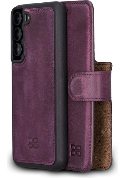 Samsung Galaxy S22 Uyumlu Deri Cüzdanlı Kılıf Cz7 Mor