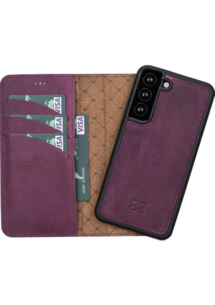 Samsung Galaxy S22 Uyumlu Deri Cüzdanlı Kılıf Cz7 Mor modelleri