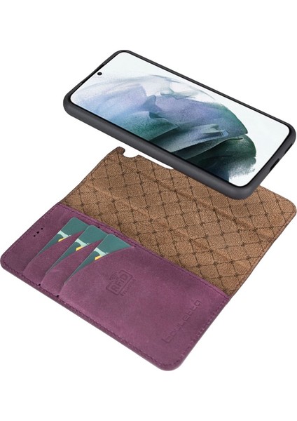 Samsung Galaxy S22 Uyumlu Deri Cüzdanlı Kılıf Cz7 Mor fırsatları
