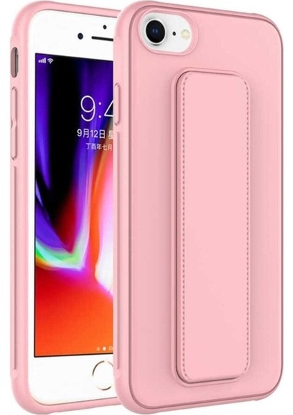 Apple iPhone 8 Uyumlu Kılıf Qstand Kapak, Pembe