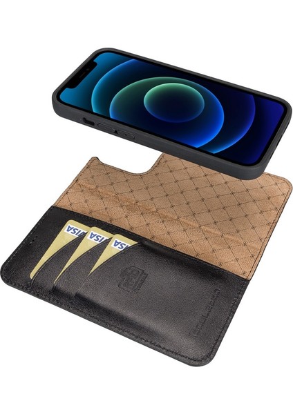 Apple iPhone 13 Pro Uyumlu Deri Cüzdanlı Kılıf Rst1