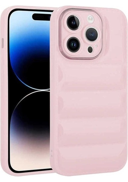 Apple iPhone 14 Pro Uyumlu Kılıf Kamera Korumalı Parlak Airbag'li Galya Kapak, Pembe