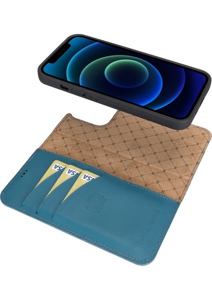 Apple iPhone 13 Pro Uyumlu Deri Cüzdanlı Kılıf BRN4EF