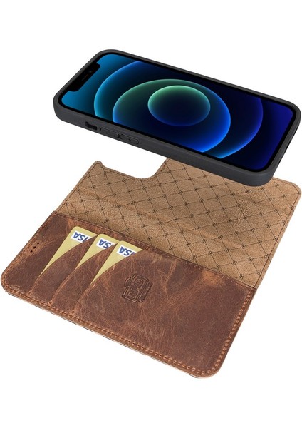 Apple iPhone 13 Pro Uyumlu Deri Cüzdanlı Kılıf LE01N