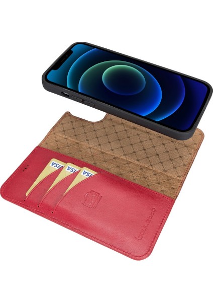 Apple iPhone 13 Pro Max Uyumlu Deri Cüzdanlı Kılıf V4EF