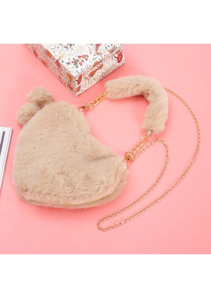 Sevimli Kalp Zincirli Crossbody Çanta, Şık ve Şık Tek Omuzlu Peluş Çanta, Kore Versiyonu Kızlar Için Büyük Kapasiteli Saklama Çantası (Yurt Dışından) indirimleri