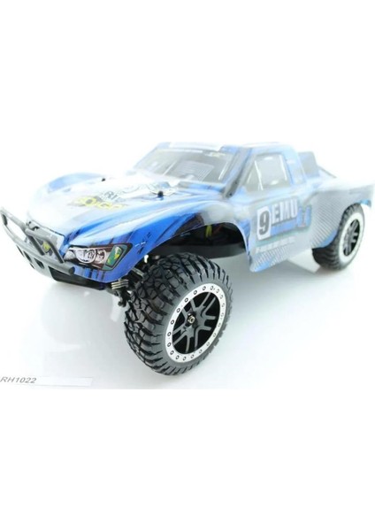 8021 1/8 Ölçek, 4WD Off Road Short Course (9 Emu) Mavi Kaportalı, Fırçalı Motorlu, 7.4V 3300MAH Li-Po Pilli, Rc Model Araç