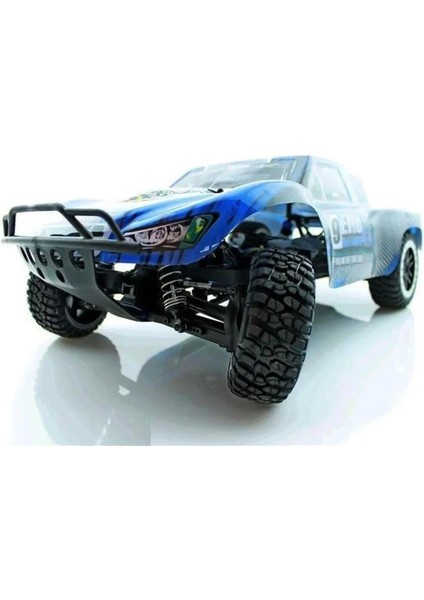 8021 1/8 Ölçek, 4WD Off Road Short Course (9 Emu) Mavi Kaportalı, Fırçalı Motorlu, 7.4V 3300MAH Li-Po Pilli, Rc Model Araç