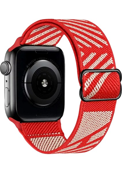 Apple Watch 38MM / 40MM/ 41 mm (Seriler /se ile Uyumlu) Örgü Tokalı Bant Kordon Kırmızı Sarı