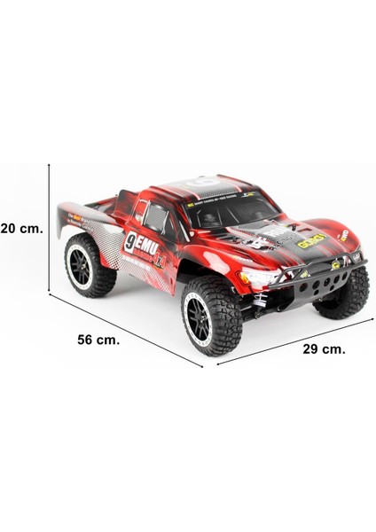 1022 1/10 Ölçek, 4WD Off Road Short Course (9emu) Fırçalı Çift Motorlu, Kırmızı Kaportalı, Rc Model Araç