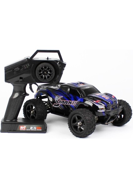 1635 1/16 Ölçek, 4WD Off Road Monster Truck (Smax) Mavi Kaportalı, Fırçasız Motorlu, 7.4V 1500MAH Li-Po Pilli, Rc Model Ar