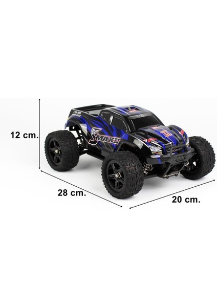 1635 1/16 Ölçek, 4WD Off Road Monster Truck (Smax) Mavi Kaportalı, Fırçasız Motorlu, 7.4V 1500MAH Li-Po Pilli, Rc Model Ar