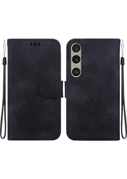 Sony Xperia 1 Vı Için Lotus Kabartmalı Deri Kılıf (Yurt Dışından)