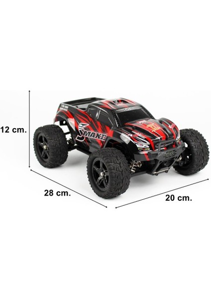 1635 1/16 Ölçek, 4WD Off Road Monster Truck (Smax) Kırmızı Kaportalı, Fırçasız Motorlu, 7.4V 1500MAH Li-Po Pilli, Rc Model