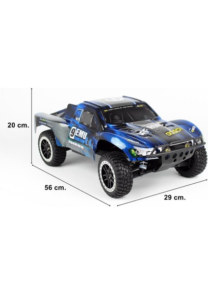 1022 1/10 Ölçek, 4WD Off Road Short Course (9emu) Fırçalı Çift Motorlu, Mavi Kaportalı, Rc Model Araç