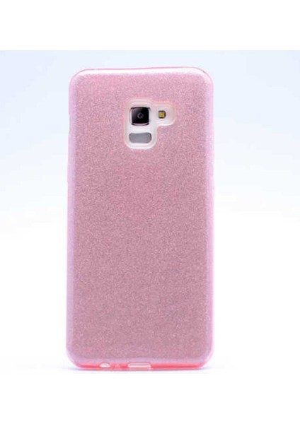 Samsung Galaxy A8 Plus 2018 Uyumlu Kılıf Shining Silikon, Rose Gold